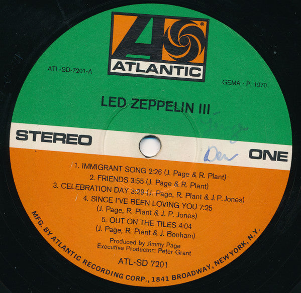 Led Zeppelin : Led Zeppelin III (LP, Album, Gat)