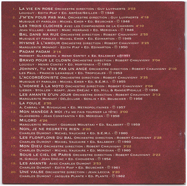 Edith Piaf : Edith Piaf - 30e Anniversaire (CD, Comp)