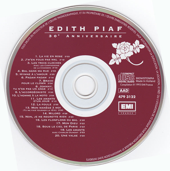 Edith Piaf : Edith Piaf - 30e Anniversaire (CD, Comp)