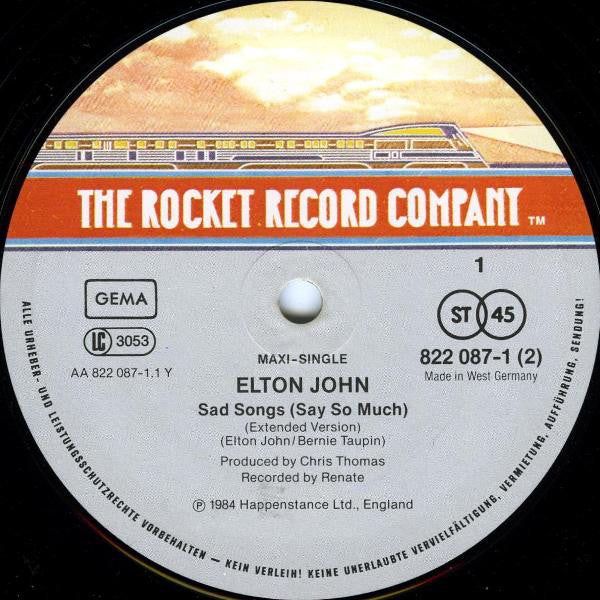Elton John : Sad Songs (Say So Much) (12", Maxi)