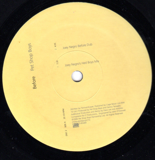 Pet Shop Boys : Before (2x12", Maxi)