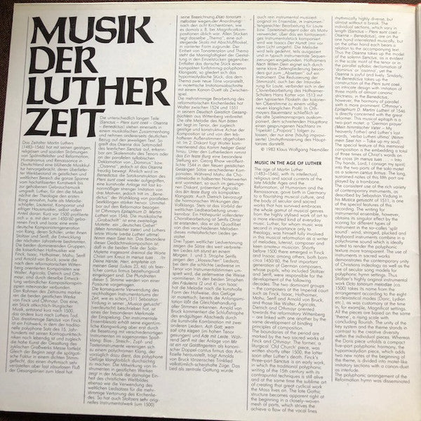 Martin Agricola, Ludwig Senfl, Johann Walter, Heinrich Isaac, Paul Hofhaimer, Arnold Von Bruck : Musik Der Luther-Zeit (LP, Album, Gat)