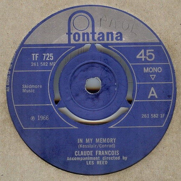 Claude François : In My Memory / Gone From My Mind (7", Single, Mono)