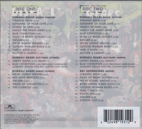 Cream (2) : Disraeli Gears (2xCD, Album, Mono, Dlx, RE, RM)