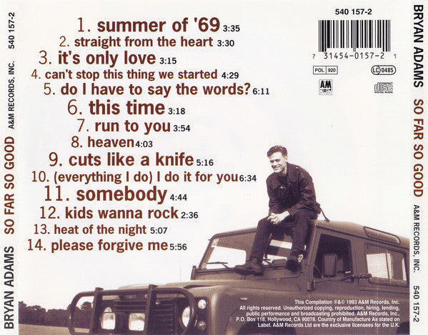 Bryan Adams : So Far So Good (CD, Comp)