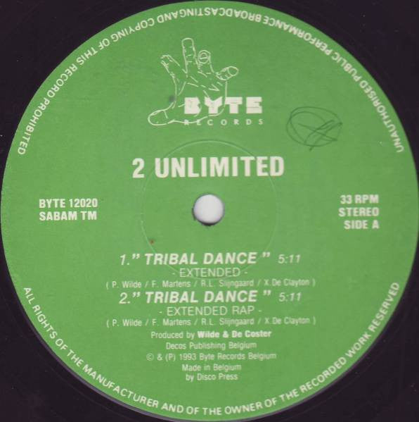 2 Unlimited : Tribal Dance (12")