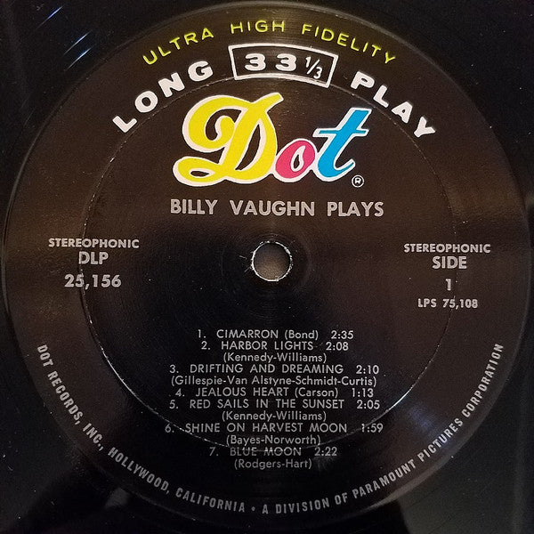 Billy Vaughn : Billy Vaughn Plays (LP, Album, Mon)