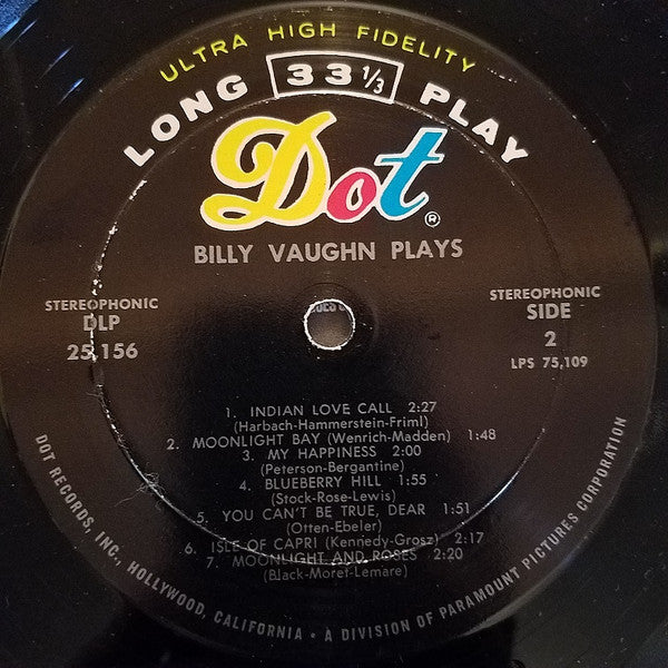 Billy Vaughn : Billy Vaughn Plays (LP, Album, Mon)