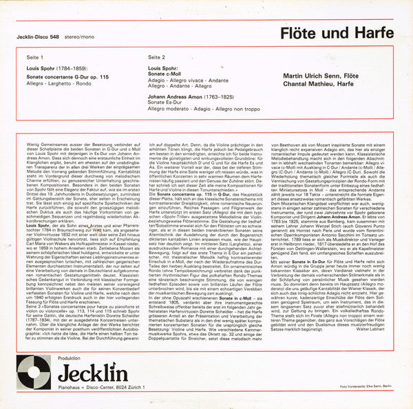 Martin-Ulrich Senn, Chantal Mathieu · Louis Spohr, Johann Andreas Amon : Flöte Und Harfe (LP)