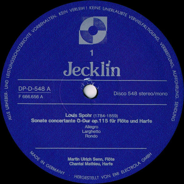 Martin-Ulrich Senn, Chantal Mathieu · Louis Spohr, Johann Andreas Amon : Flöte Und Harfe (LP)