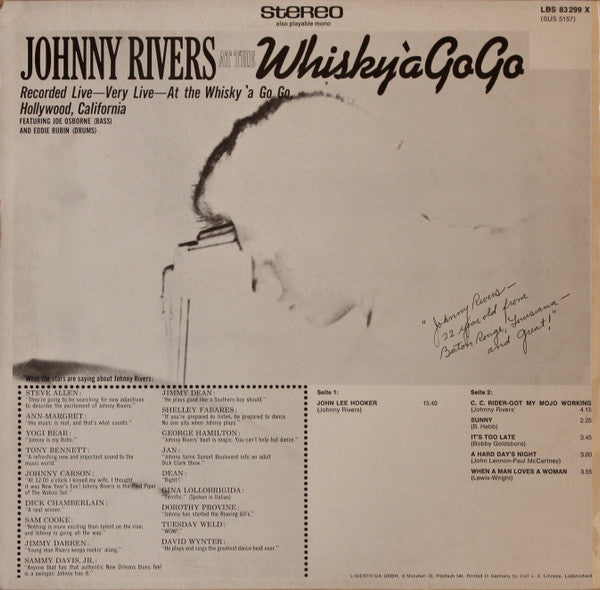 Johnny Rivers : Live At The Whisky A Go-Go (LP, Album)