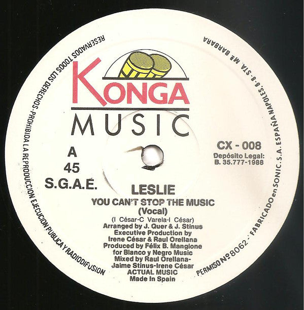 Leslie (2) : You Can't Stop The Music (12", Maxi)