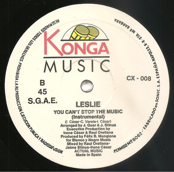 Leslie (2) : You Can't Stop The Music (12", Maxi)
