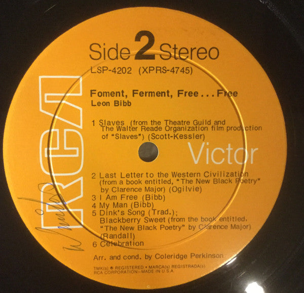 Leon Bibb : Foment, Ferment, Free... Free (LP, Album, Gat)