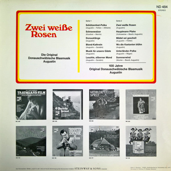 Josef Augustin Und Seine Original Donauschwäbische Blasmusik : Zwei Weiße Rosen (LP, Album)