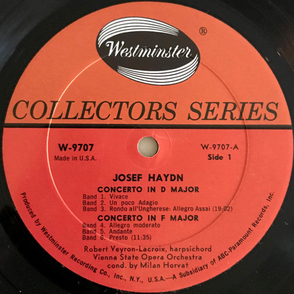 Joseph Haydn, Robert Veyron-Lacroix, Orchester Der Wiener Staatsoper Conducted By Milan Horvat : Four Concerti (LP, Mono)