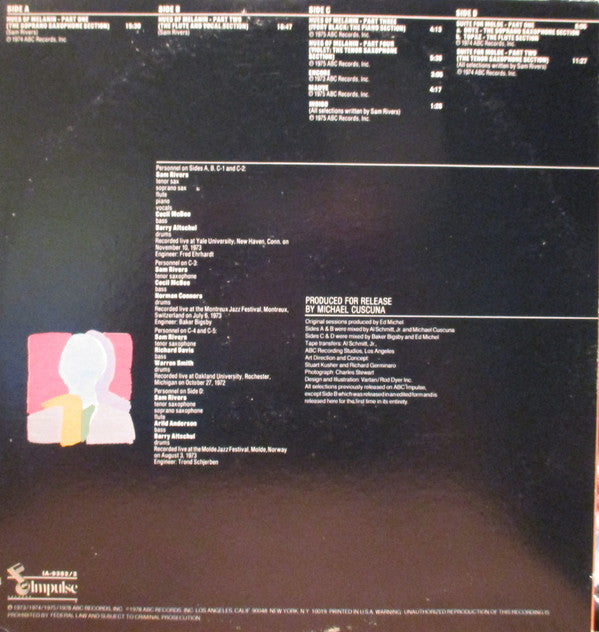 Sam Rivers : The Live Trio Sessions (2xLP, Gat)