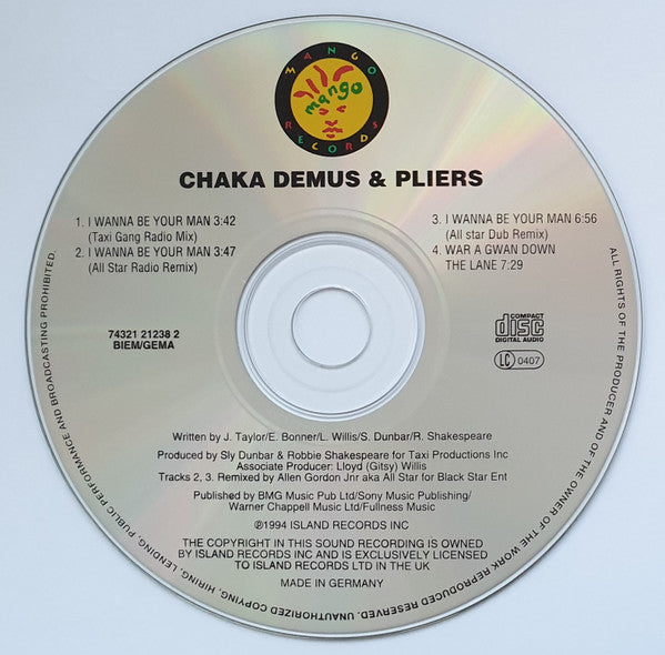 Chaka Demus & Pliers : I Wanna Be Your Man (CD, Maxi)