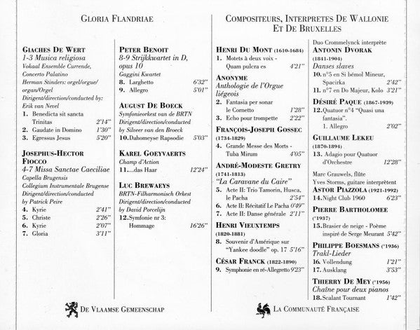 Various : Classical Music From The Flemish And French Communities Of Belgium : Gloria Flandriae / Compositeurs Et Interprètes De Wallonie Et De Bruxelles (2xCD, Comp, Promo, RE, Box)