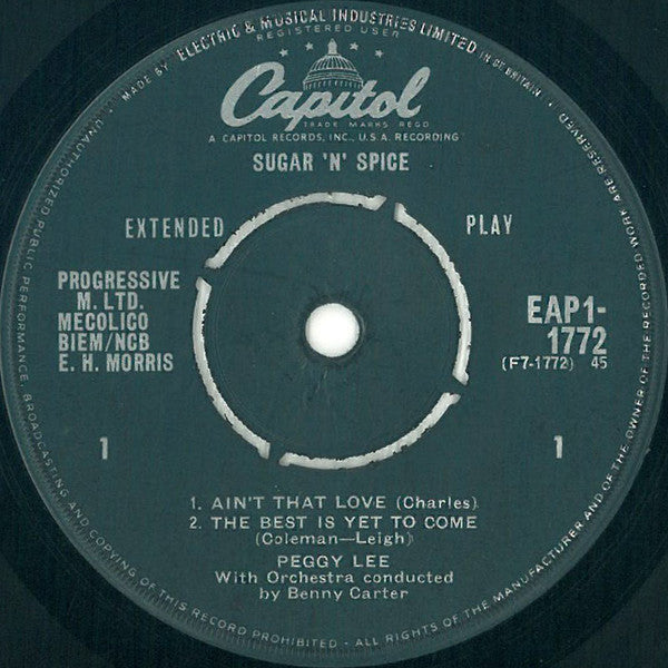 Peggy Lee : Sugar 'N' Spice (7", EP, Mono)