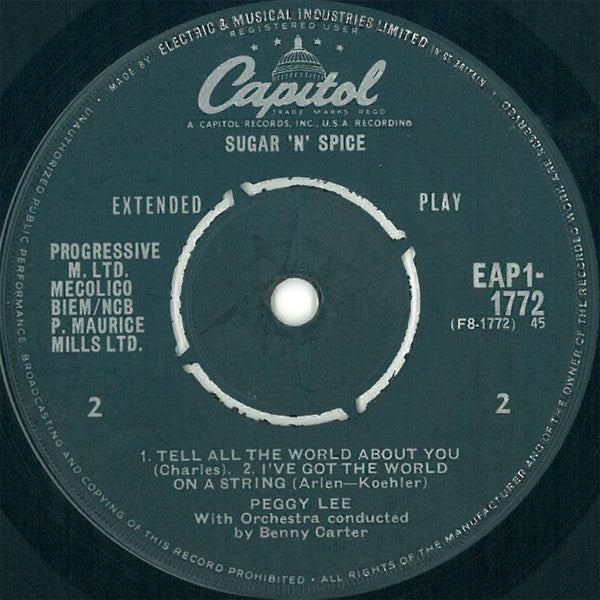 Peggy Lee : Sugar 'N' Spice (7", EP, Mono)