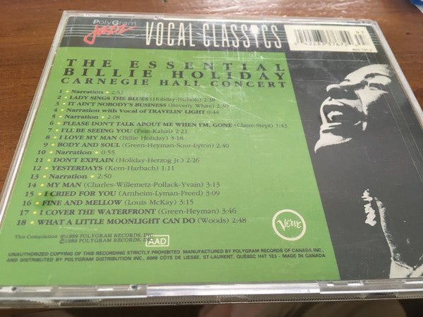 Billie Holiday : The Essential Billie Holiday - Carnegie Hall Concert (CD, Album)
