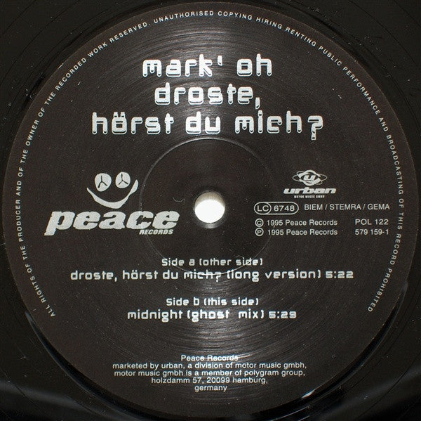 Mark 'Oh : Droste, Hörst Du Mich? (12")