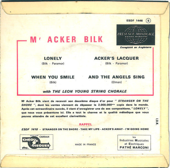 Acker Bilk : Lonely (7", EP)