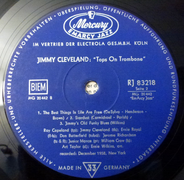 Jimmy Cleveland : Tops On Trombone (LP, Album)