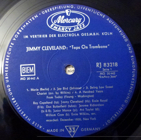 Jimmy Cleveland : Tops On Trombone (LP, Album)