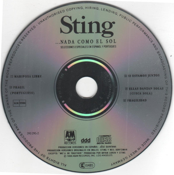 Sting : ...Nada Como El Sol (Selecciones Especiales En Espanol Y Portugues) (CD, MiniAlbum)
