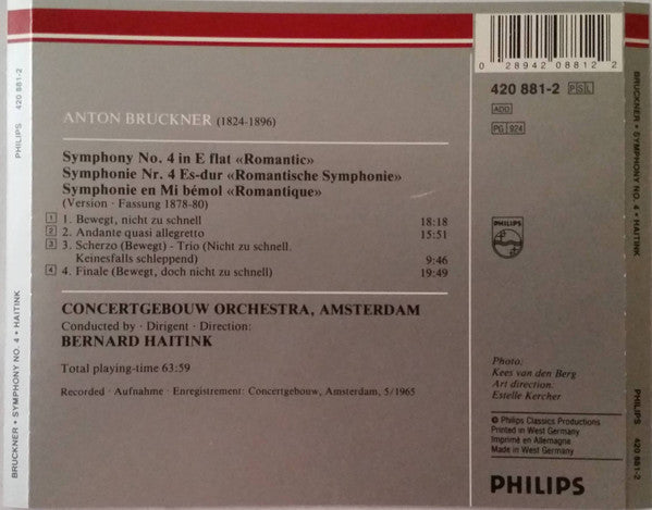Anton Bruckner, Concertgebouworkest, Bernard Haitink : Symphony No. 4 ≪Romantic≫ (CD, Album, RE, RM)