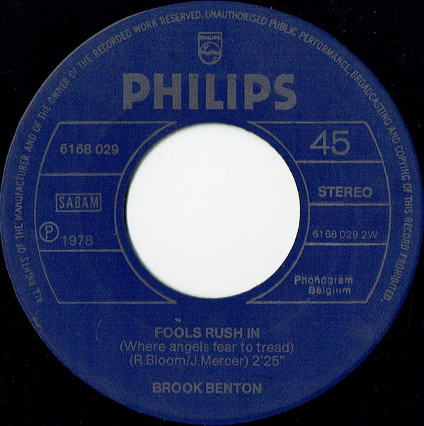 Brook Benton : Endlessly / Fools Rush In (7")
