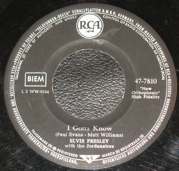 Elvis Presley : Are You Lonesome Tonight? (7")