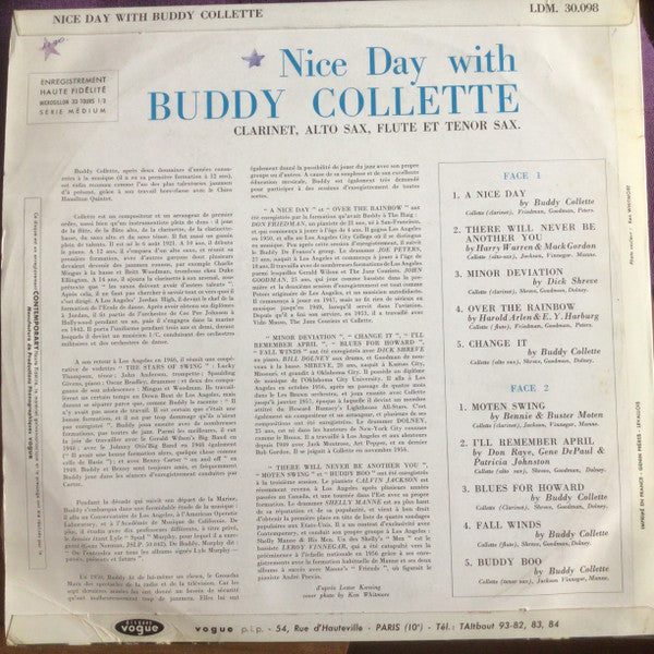 Buddy Collette : Nice Day With Buddy Collette (LP, Album, Mono, Yel)
