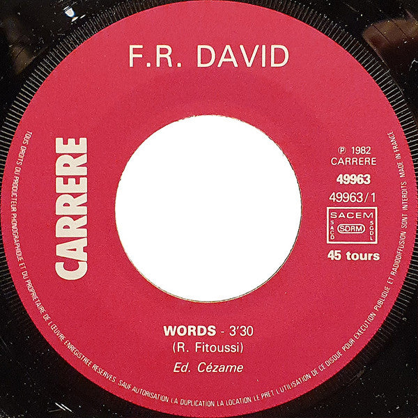 F.R. David : Words (7", Single, Pap)