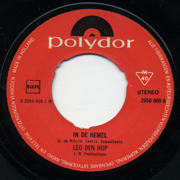 Leo den Hop : In De Hemel Is Geen Druppel Bier / Oh Jeanne (7", Single)