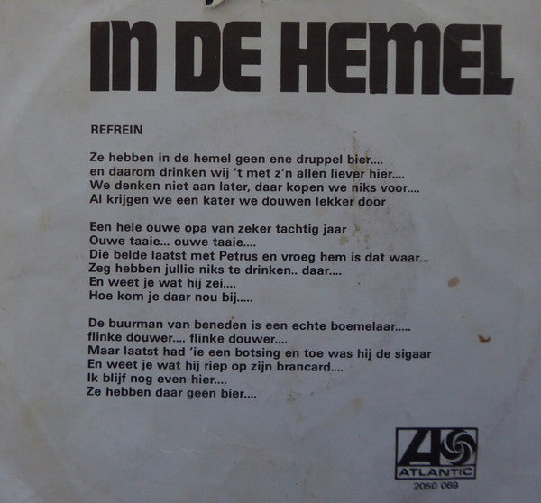 Leo den Hop : In De Hemel Is Geen Druppel Bier / Oh Jeanne (7", Single)