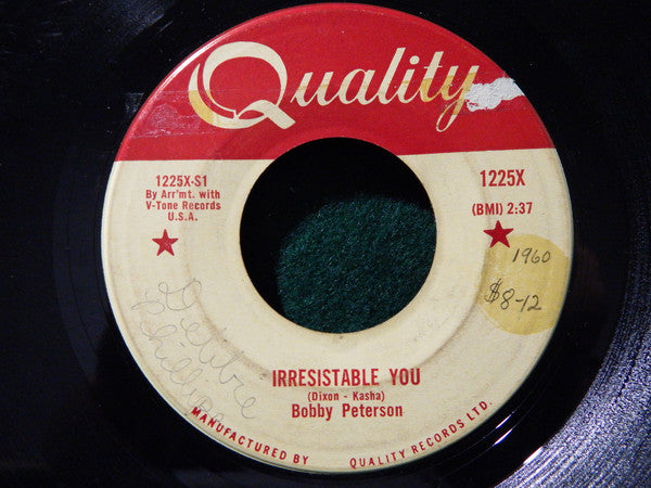 Bobby Peterson (2) : Irresistable You / Piano Rock (7", Single, Mono)