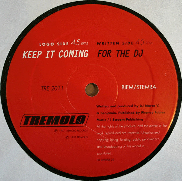 8th Wonder Feat. Marco V & Benjamin : Keep It Coming / For The DJ (12")