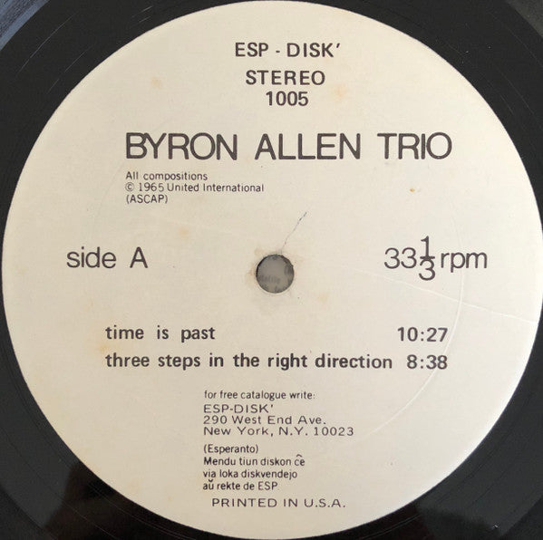The Byron Allen Trio : The Byron Allen Trio (LP, Album, RP)