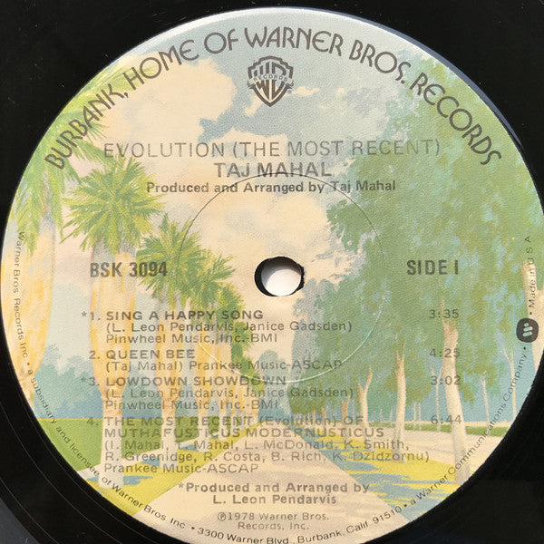 Taj Mahal : Evolution (The Most Recent) (LP, Album, Jac)