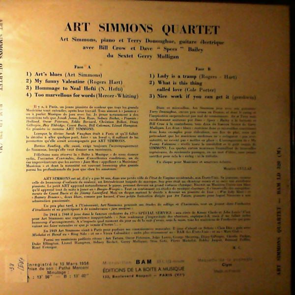 Art Simmons Quartet : Simmons Art Quartet (LP, Album, RE)