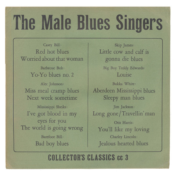 Various : The Male Blues Singers Vol. 1 (LP, Comp)