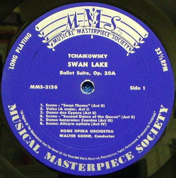Pyotr Ilyich Tchaikovsky / Orchestra Del Teatro Dell'Opera Di Roma / Walter Goehr : Der Schwanensee - Dornröschen (LP, Mono)