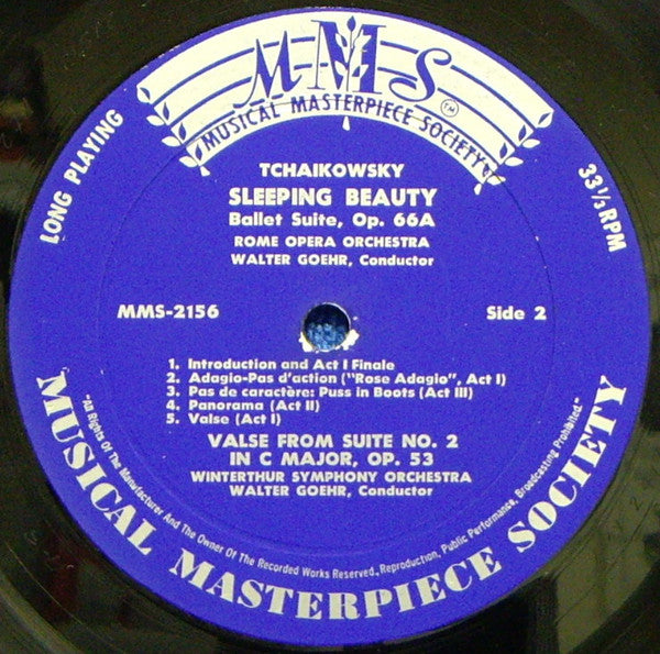 Pyotr Ilyich Tchaikovsky / Orchestra Del Teatro Dell'Opera Di Roma / Walter Goehr : Der Schwanensee - Dornröschen (LP, Mono)