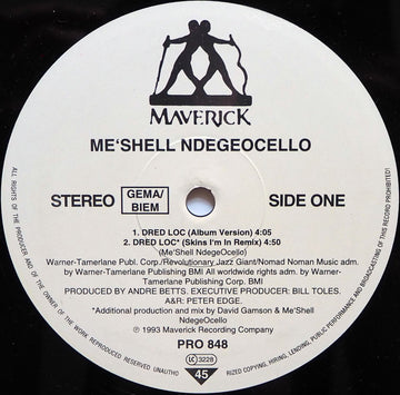 Me'Shell NdegéOcello : Dred Loc (12", Promo)