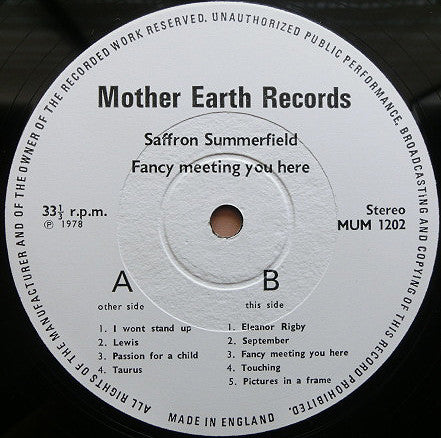 Saffron Summerfield : Fancy Meeting You Here (LP, Album, RP, whi)
