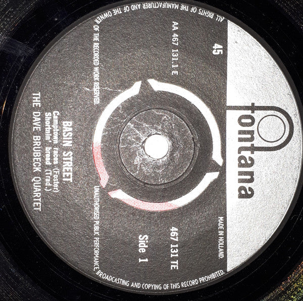 The Dave Brubeck Quartet : Basin Street (7", EP)
