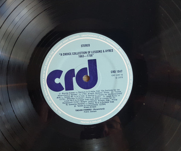 Trevor Pinnock : A Choice Collection Of Lessons And Ayres 1663-1756 (LP, Album, Gat)
